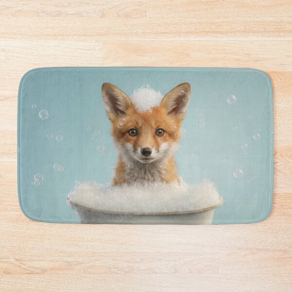 Item preview, Baby Fox Bubble Bath Cute Nursery Bathroom Wall Art designed and sold by LazyOwlStore.