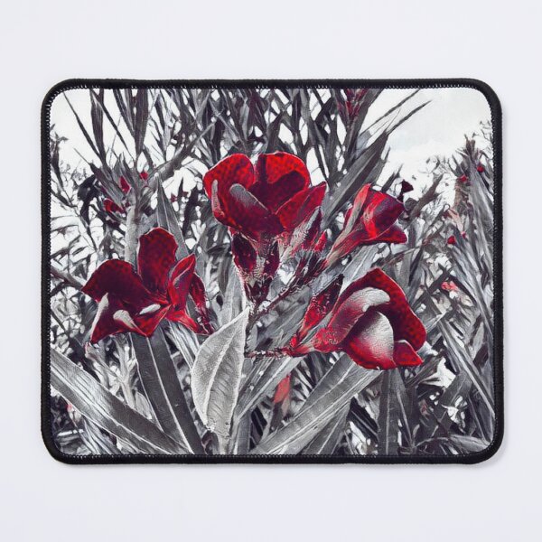 Item preview, Gothic Crimson Red Oleander Monochrome Garden designed and sold by BalkanBloomArt.