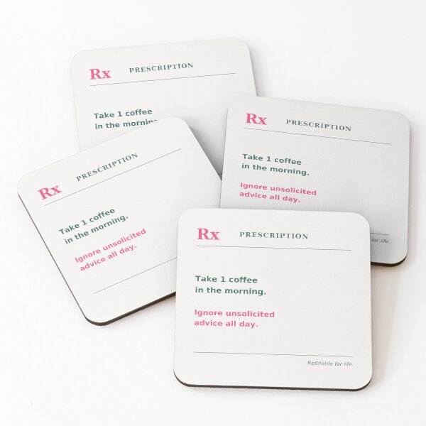 Item preview, Prescription take 1 coffee in the morning ignore unsolicited advice - Funny quote designed and sold by VYNCERA.
