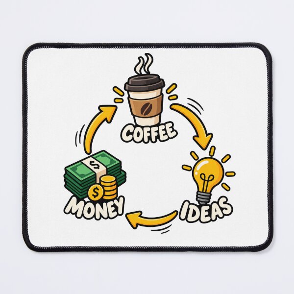 Item preview, Coffee Ideas Money Repeat – Funny Freelancer Creative Cycle designed and sold by GraphiteRealm.