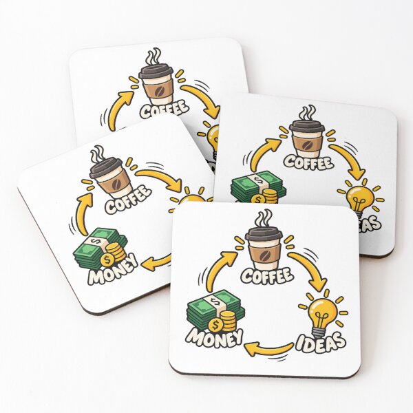 Item preview, Coffee Ideas Money Repeat – Funny Freelancer Creative Cycle designed and sold by GraphiteRealm.
