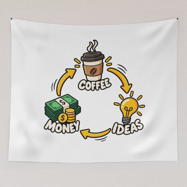 Item preview, Coffee Ideas Money Repeat – Funny Freelancer Creative Cycle designed and sold by GraphiteRealm.