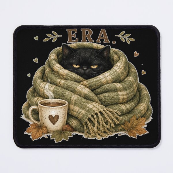Item preview, Currently in My Cozy Era | Black Cat Wrapped in a Giant Scarf designed and sold by UUniqueIImprint.