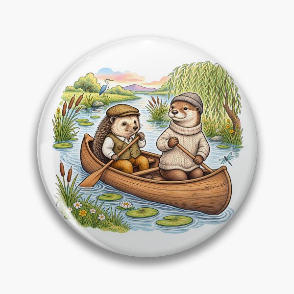 Item preview, Cozy River Adventure – Hedgehog & Otter Canoeing designed and sold by kmario.