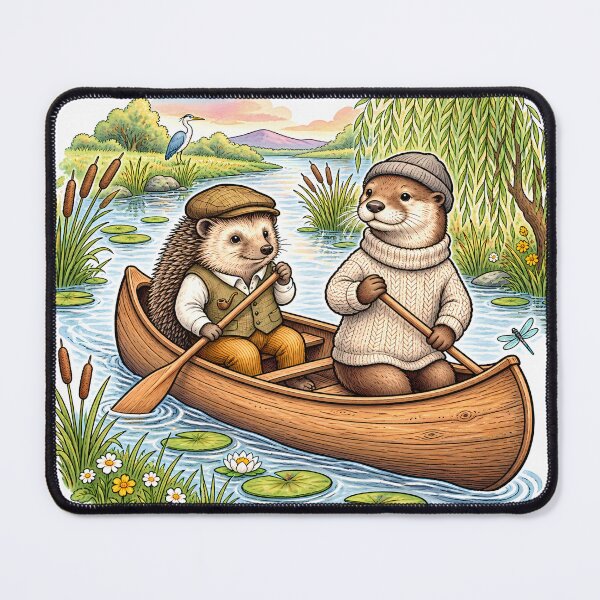 Item preview, Cozy River Adventure – Hedgehog & Otter Canoeing designed and sold by kmario.