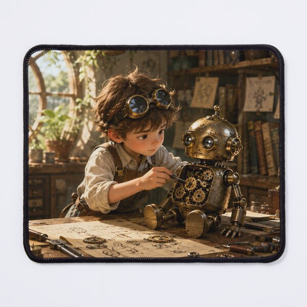 Item preview, Young Inventor Building a Robot designed and sold by ArcaneVisionArt.