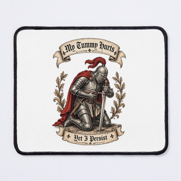 Item preview, My Tummy Hurts Yet I Persist - Medieval Knight Funny Chronic Pain designed and sold by Neurospicy Trolls.