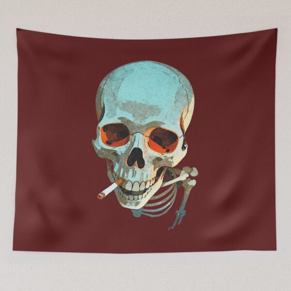 Item preview, Vintage Smoking Skull Art - Skeleton with Cigarette Retro Aesthetic  designed and sold by Creatby7030.