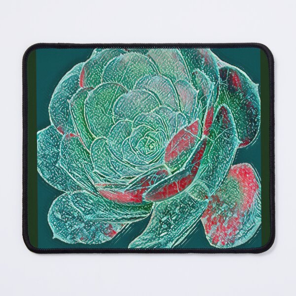 Item preview, Graphic Textured Teal and Red Succulent Digital Painting designed and sold by BalkanBloomArt.