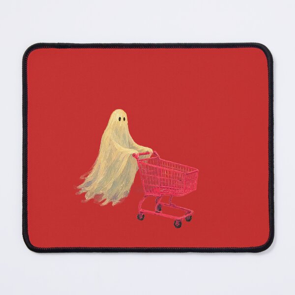 Item preview, Spooky Grocery Run - Cute Sheet Ghost Pushing Red Shopping Cart designed and sold by Creatby7030.