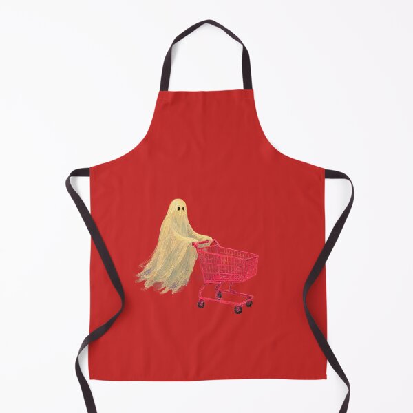 Item preview, Spooky Grocery Run - Cute Sheet Ghost Pushing Red Shopping Cart  designed and sold by Creatby7030.