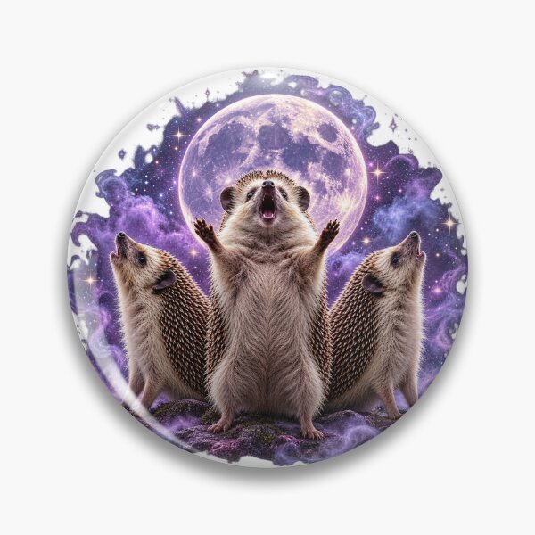 Item preview, Three Hedgehogs Howling At The Moon - Funny Cosmic Meme designed and sold by Neurospicy Trolls.