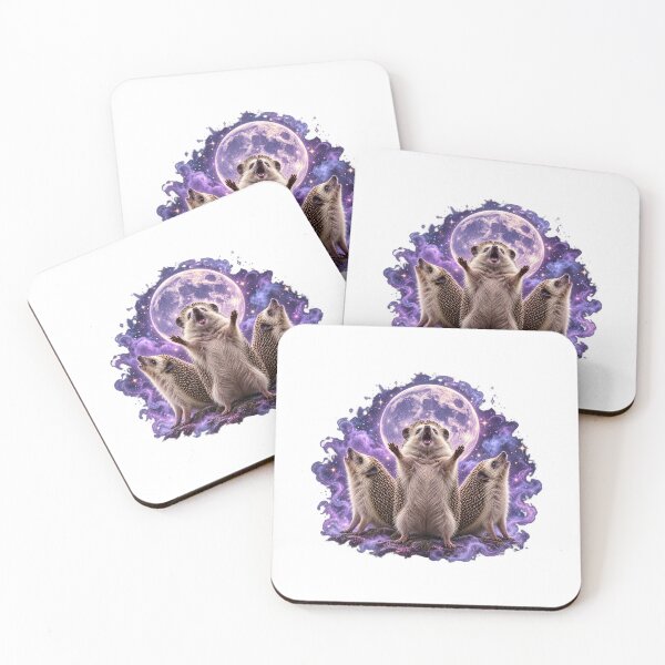 Item preview, Three Hedgehogs Howling At The Moon - Funny Cosmic Meme designed and sold by Neurospicy Trolls.