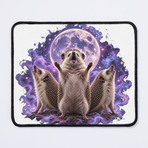 Item preview, Three Hedgehogs Howling At The Moon - Funny Cosmic Meme designed and sold by Neurospicy Trolls.