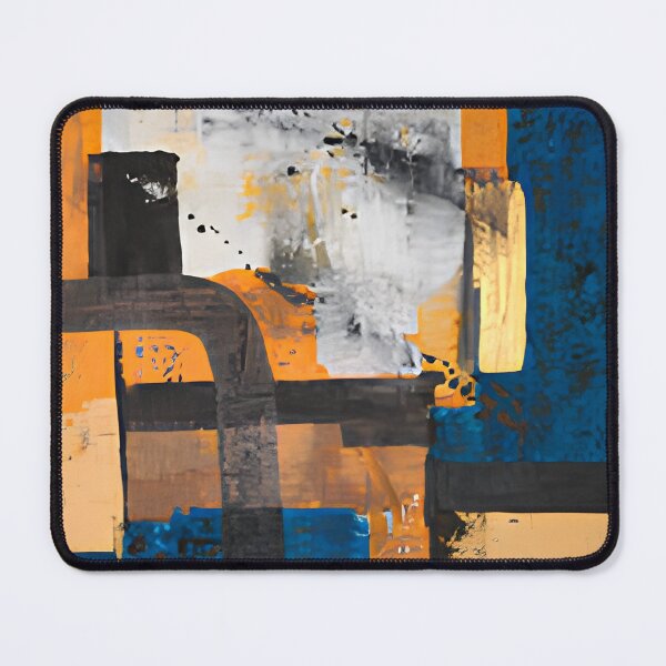 Item preview, Modern Cobalt Blue and Mustard Orange Abstract Expressionism Wall Art designed and sold by LuxocaDesigns24.