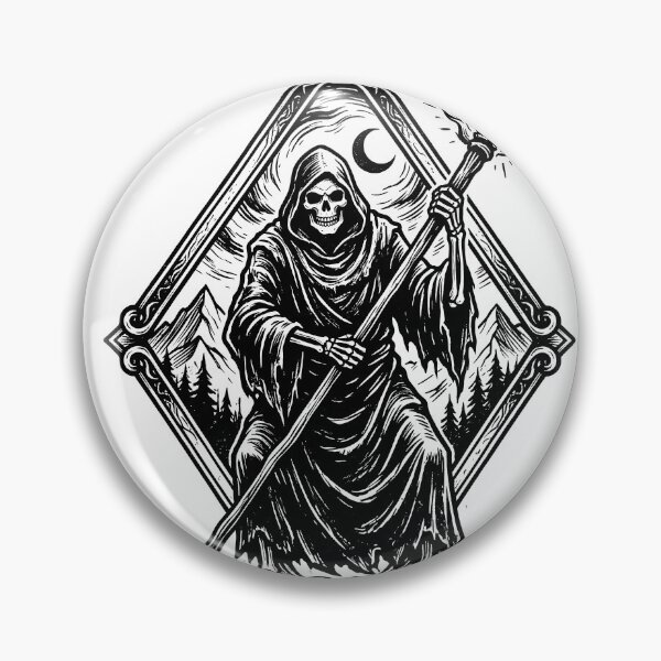 Item preview, Reaper Torchbearer Crescent Moon Diamond Frame Gothic Heavy Ink designed and sold by MisteryDesigner.