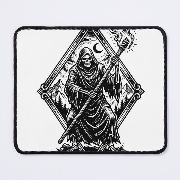 Item preview, Reaper Torchbearer Crescent Moon Diamond Frame Gothic Heavy Ink designed and sold by MisteryDesigner.