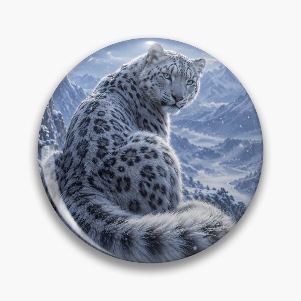 Item preview, Snow Leopard Overlooking Snowy Mountains – Majestic Winter Wildlife designed and sold by ManJiangHong.