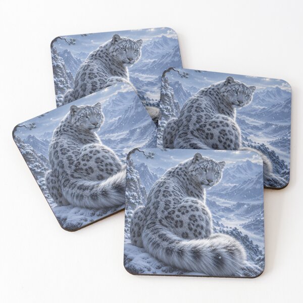 Item preview, Snow Leopard Overlooking Snowy Mountains – Majestic Winter Wildlife designed and sold by ManJiangHong.