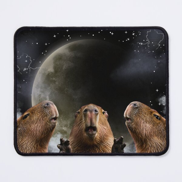 Item preview, Three Capybaras Howling At The Moon - Funny Cosmic Meme designed and sold by Neurospicy Trolls.