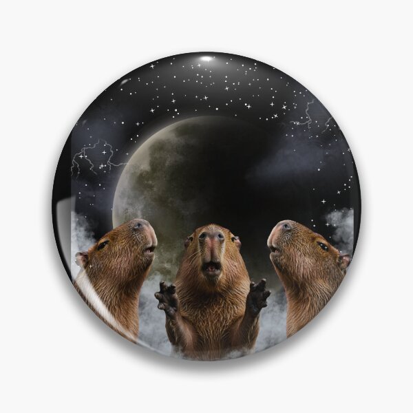Item preview, Three Capybaras Howling At The Moon - Funny Cosmic Meme designed and sold by Neurospicy Trolls.