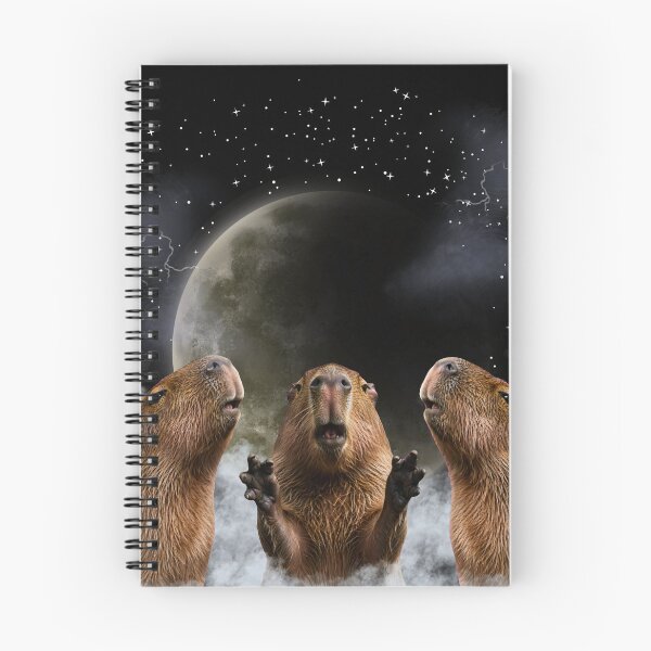 Item preview, Three Capybaras Howling At The Moon - Funny Cosmic Meme designed and sold by Neurospicy Trolls.