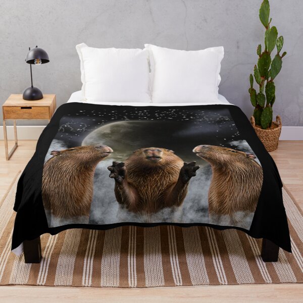 Item preview, Three Capybaras Howling At The Moon - Funny Cosmic Meme designed and sold by Neurospicy Trolls.