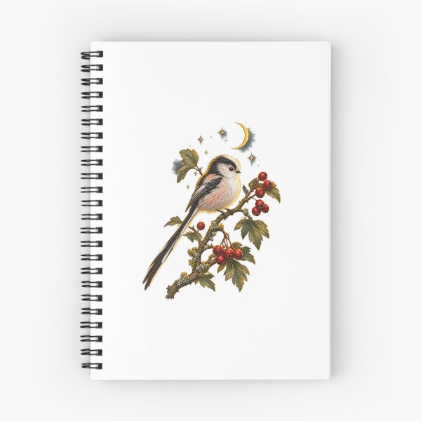 Item preview, Long-Tailed Tit | Moonlit Garden Bird Botanical Art | Birdwatcher Gift designed and sold by Brackenlume Studio.