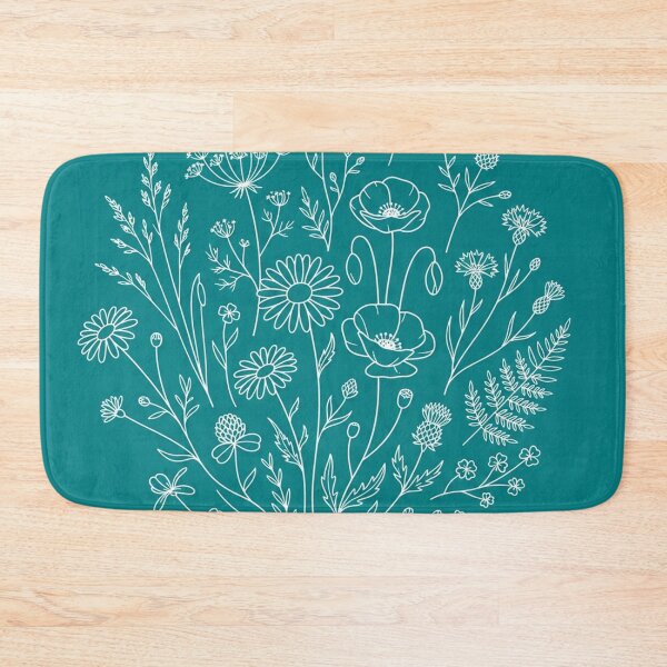 Item preview, White Wildflowers Line Art Bouquet Pattern designed and sold by Owcomm.