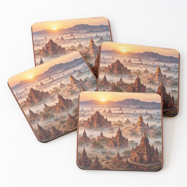Item preview, Bagan Myanmar Vintage Travel Illustration designed and sold by Bomax121.