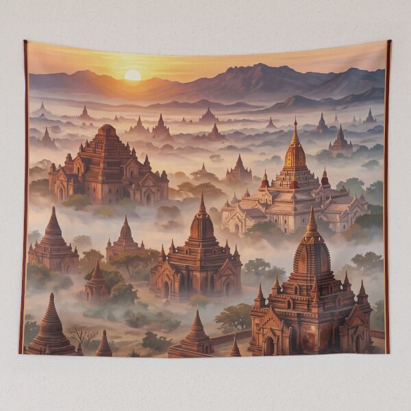 Aperçu de l'œuvre Illustration de voyage vintage de Bagan, Myanmar créée et vendue par Bomax121.