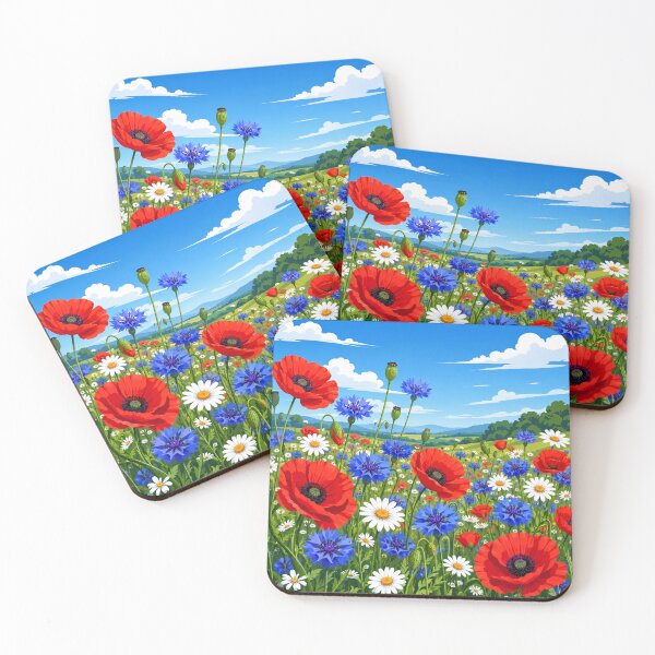 Item preview, Vibrant Red Poppies And Blue Cornflowers Landscape designed and sold by Owcomm.