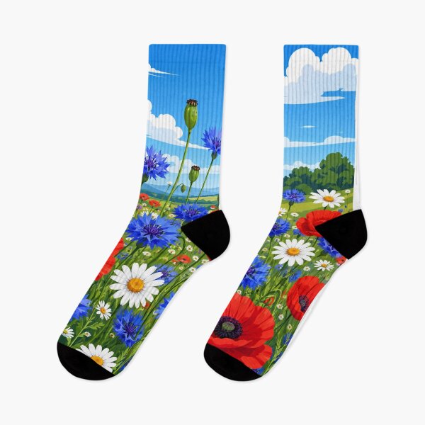 Item preview, Vibrant Red Poppies And Blue Cornflowers Landscape designed and sold by Owcomm.