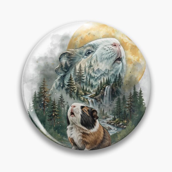 Item preview, Guinea Pig Howling At Moon - Double Exposure Forest Spirit designed and sold by Neurospicy Trolls.