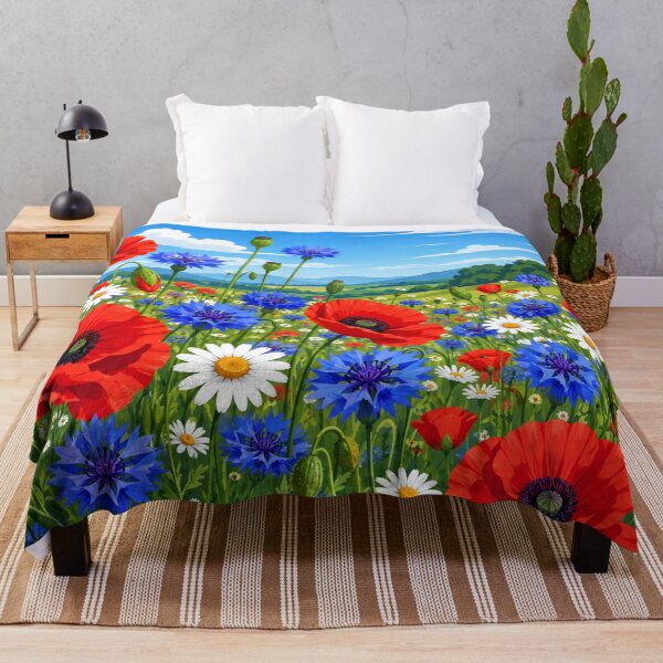 Item preview, Vibrant Red Poppies And Blue Cornflowers Landscape designed and sold by Owcomm.