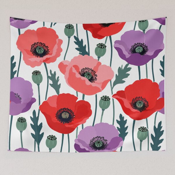 Item preview, Vibrant Red And Purple Poppy Pattern designed and sold by Owcomm.