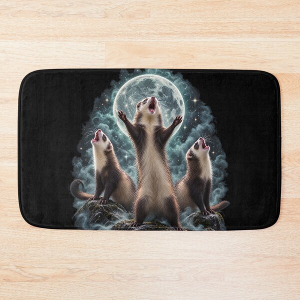 Item preview, Three Ferrets Howling At The Moon - Funny Cosmic Feral Meme designed and sold by Neurospicy Trolls.