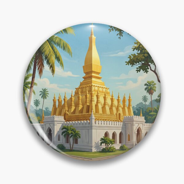 Item preview, Vientiane Laos Vintage Travel Illustration – Patuxai designed and sold by Bomax121.