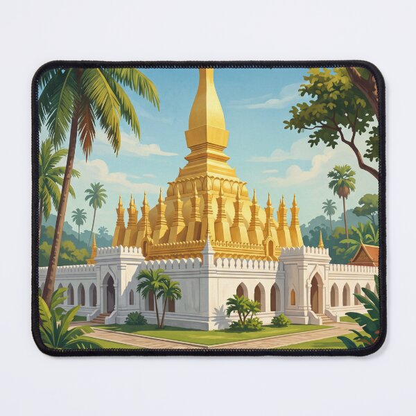 Item preview, Vientiane Laos Vintage Travel Illustration – Patuxai designed and sold by Bomax121.