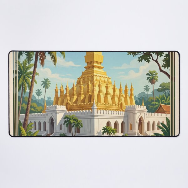Item preview, Vientiane Laos Vintage Travel Illustration – Patuxai designed and sold by Bomax121.