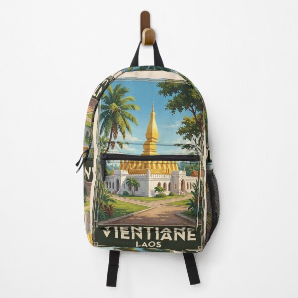 Item preview, Vientiane Laos Vintage Travel Illustration – Patuxai designed and sold by Bomax121.
