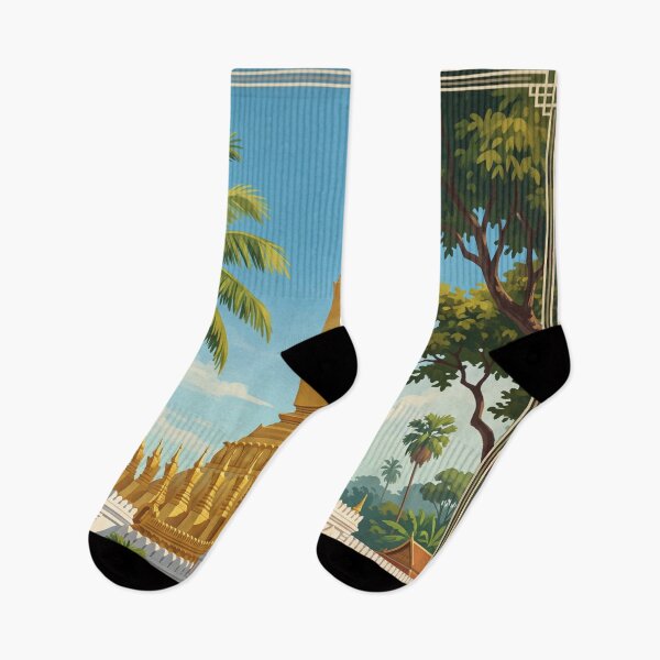 Item preview, Vientiane Laos Vintage Travel Illustration – Patuxai designed and sold by Bomax121.