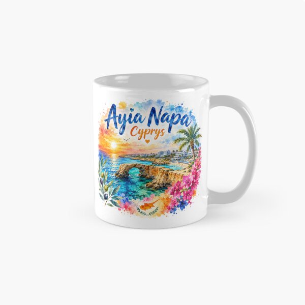 Item preview, Ayia Napa Cyprus Mediterranean Paradise Watercolor Travel Art designed and sold by GusiaTreasures.