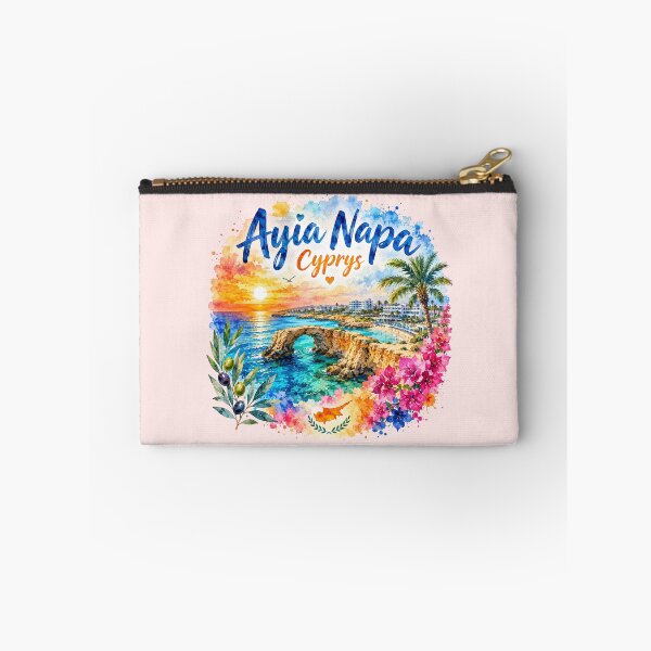 Item preview, Ayia Napa Cyprus Mediterranean Paradise Watercolor Travel Art designed and sold by GusiaTreasures.