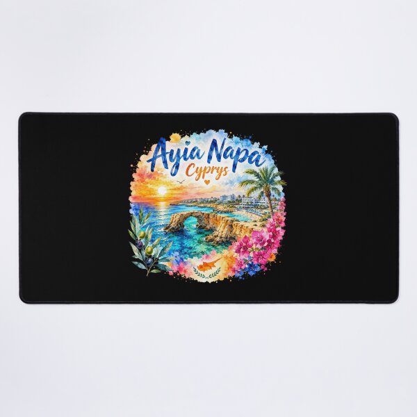 Item preview, Ayia Napa Cyprus Mediterranean Paradise Watercolor Travel Art designed and sold by GusiaTreasures.