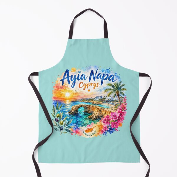 Item preview, Ayia Napa Cyprus Mediterranean Paradise Watercolor Travel Art designed and sold by GusiaTreasures.