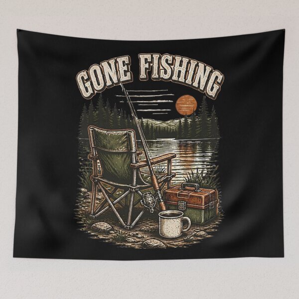 Item preview, Gone Fishing Vintage Lake Life Camper Apparel designed and sold by LeSoniPapaPrint.