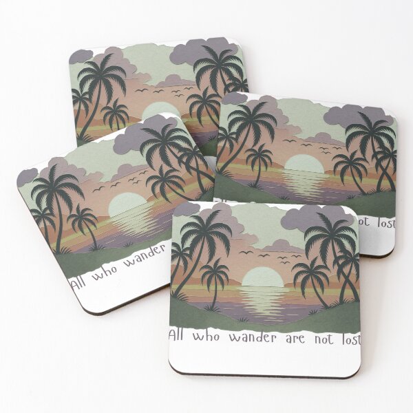 Item preview, All Who Wander Are Not Lost | Tropical Sunset Palm Tree Travel Art designed and sold by DonnaRaine.