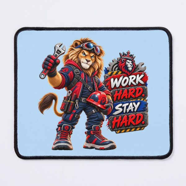 Item preview, Work Hard Stay Hard – Blue Collar Labor Day Lion - Funny Labor Day Worker Lion designed and sold by PRINYOS.