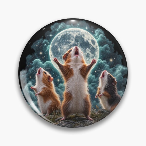 Item preview, Three Guinea Pigs Howling At The Moon - Funny Cosmic Meme designed and sold by Neurospicy Trolls.